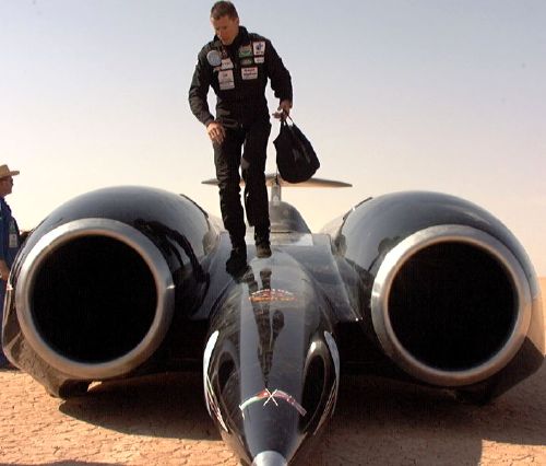 Andy leaving the ThrustSSC
